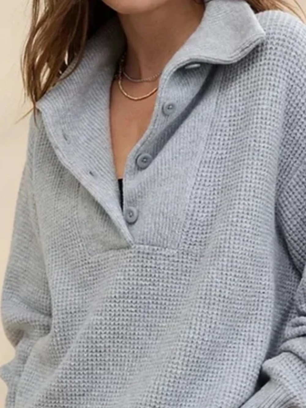 Aerie CozyUp Waffle Button Sweater Size S (Item #43)